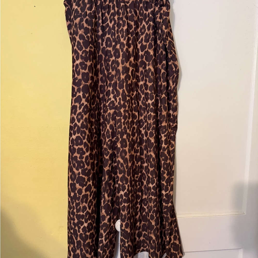 Cider Brown Leopard Print Wide Leg Pants